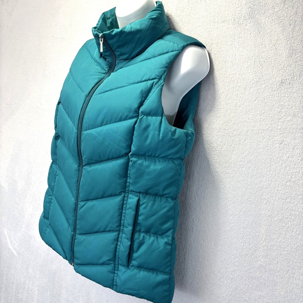 Lands' End Quilted‎ Down Puffer Vest Womens Small Teal Blue Insulated Zip Up - Picture 2 of 16